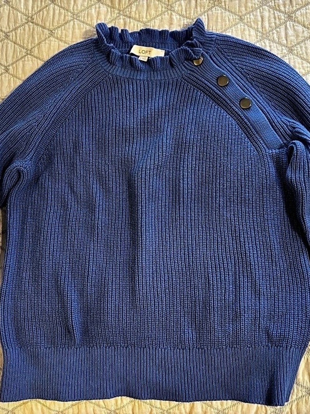 LOFT Blue Snap-Button Sweater Size Medium